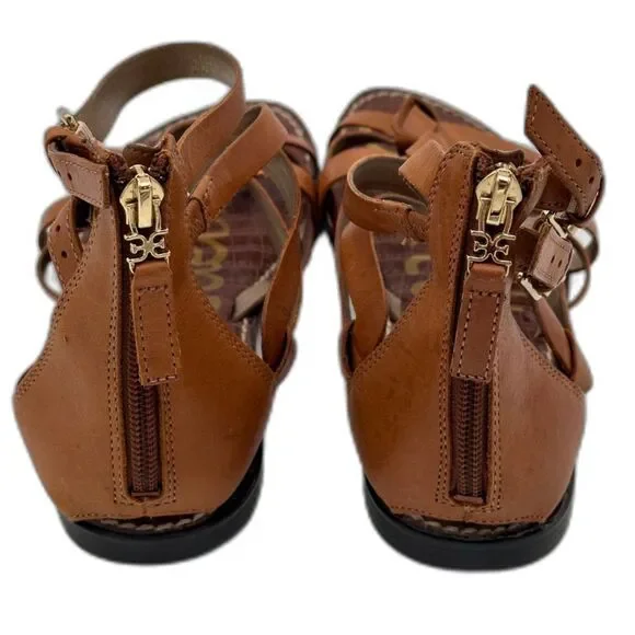 Sam Edelman Gladiator Sandals – Cognac Leather Flat Sandals Women’s 8 - Picture 3 of 6